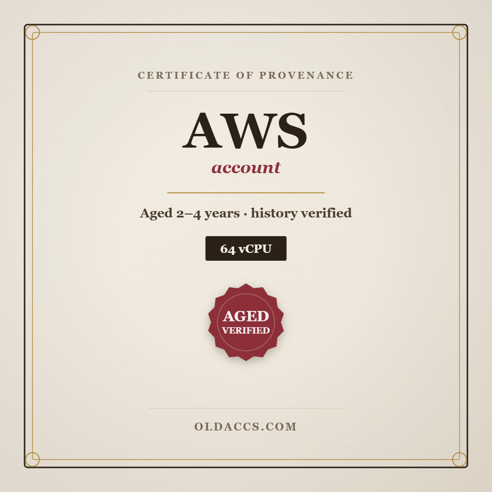 Buy Aged AWS 64 vCPU Account
