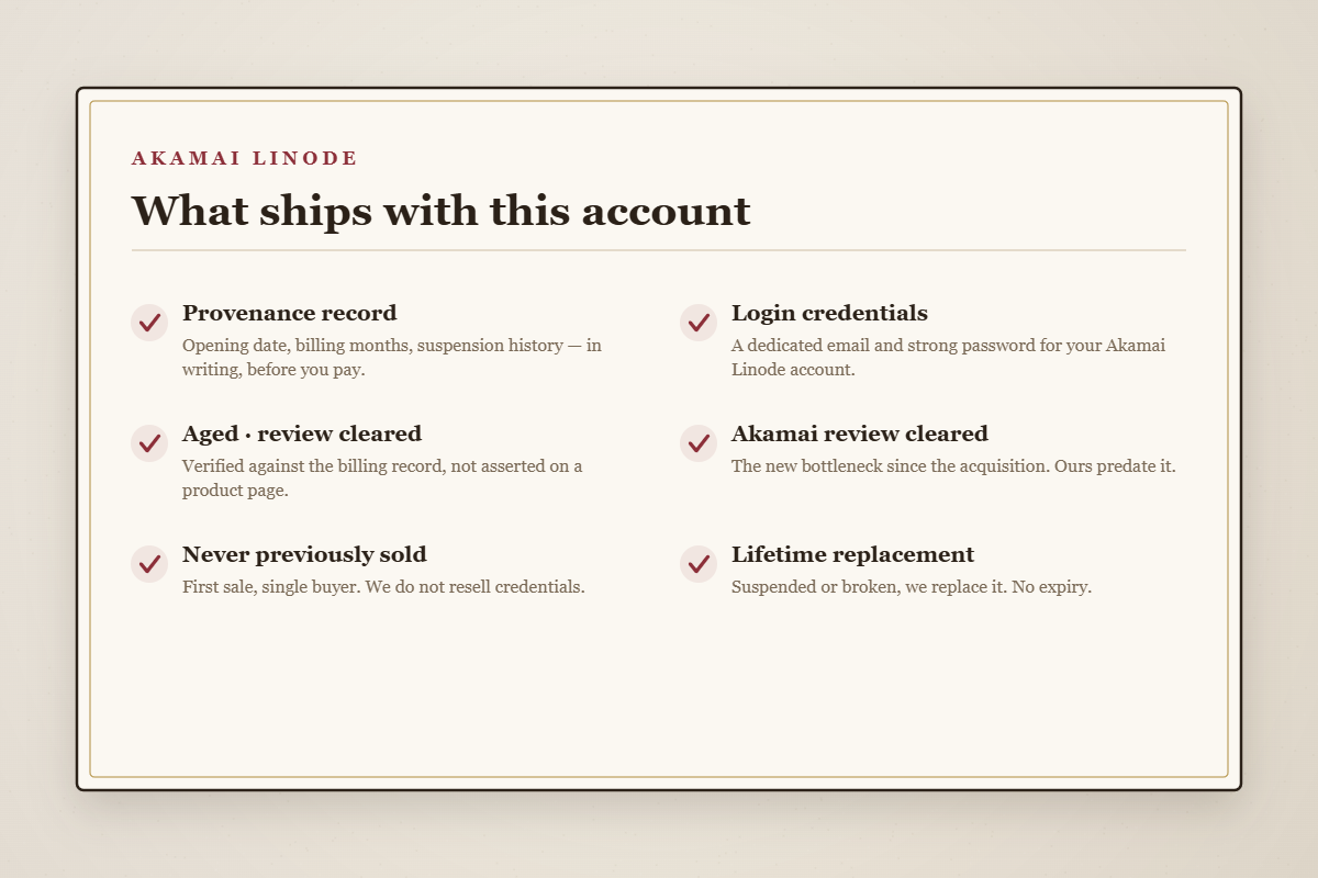 What you receive when you buy an aged Akamai Linode account