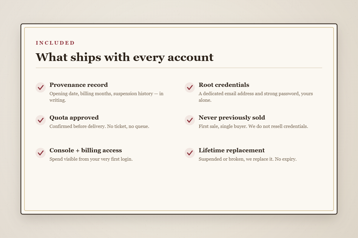 What ships with every AWS account you buy from OldAccs